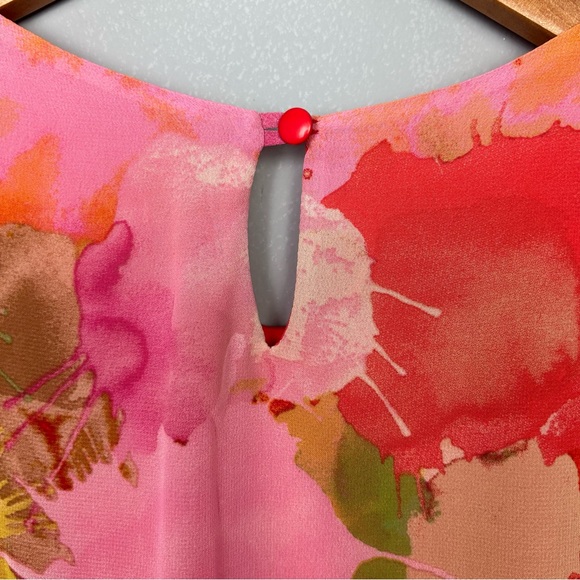 Scapa Lauren Perre sleeveless orange floral print dress size XL keyhole back - Picture 10 of 12